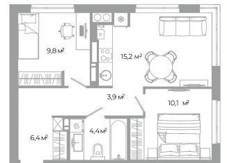 Продаю 2-ком. квартиру, 49.8 м2, Астрахань