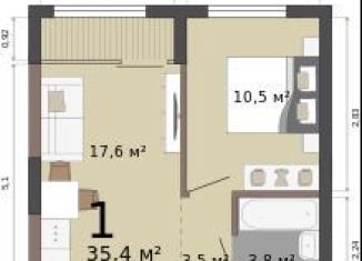 Продажа 1-ком. квартиры, 35.4 м2, Екатеринбург, улица Бакинских Комиссаров, 33А/3, метро Проспект Космонавтов