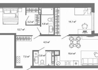 2-ком. квартира на продажу, 69.5 м2, Астрахань