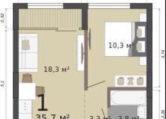 Продается 1-комнатная квартира, 35.7 м2, Екатеринбург, улица Бакинских Комиссаров, 33А/3, метро Проспект Космонавтов