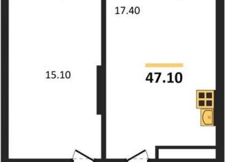 Продается однокомнатная квартира, 47.1 м2, Новосибирск, Приморская улица, 15с1