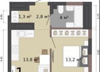 Продам однокомнатную квартиру, 35.1 м2, Екатеринбург, улица Бакинских Комиссаров, 33А/3, метро Проспект Космонавтов