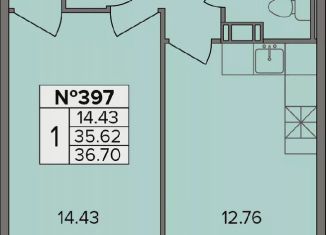 1-комнатная квартира на продажу, 36.7 м2, деревня Новое Девяткино, Лесная улица, 19