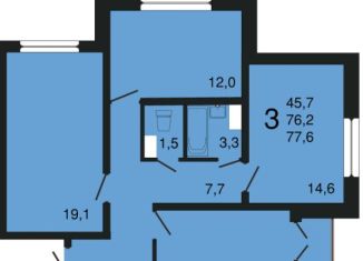 Продается 3-ком. квартира, 77 м2, Воронеж, ЖК Лазурный