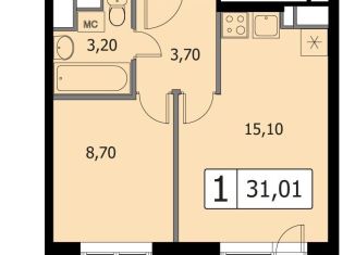 Продается 1-комнатная квартира, 31.5 м2, сельский посёлок Новинки