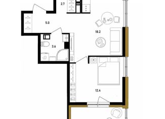 Продается 1-комнатная квартира, 45.1 м2, Санкт-Петербург, ЖК Белый Остров, Белоостровская улица, 7