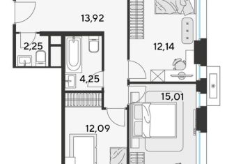 3-комнатная квартира на продажу, 79.7 м2, Реутов