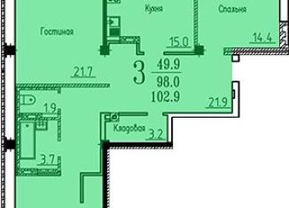Продается трехкомнатная квартира, 103 м2, Воронеж, улица Лётчика Филипова, 8, ЖК Спутник