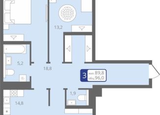 Продается 3-комнатная квартира, 96 м2, Тюмень, ЖК Ожогино, улица Федюнинского, 30к4