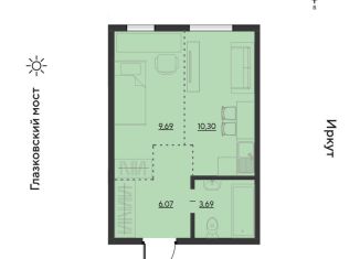 1-ком. квартира на продажу, 28.9 м2, Иркутск, Свердловский округ, улица Набережная Иркута, 21/1