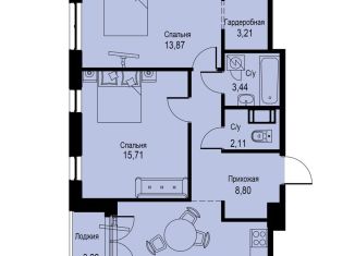 Продажа 2-комнатной квартиры, 63.8 м2, Кудрово, проспект Строителей, 3, ЖК Айди Кудрово