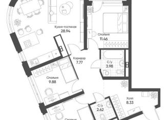 Продам 3-комнатную квартиру, 84.5 м2, Екатеринбург, метро Ботаническая