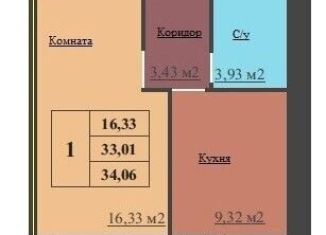 Продам однокомнатную квартиру, 34.1 м2, Ярославль