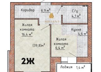 2-комнатная квартира на продажу, 39.8 м2, Тольятти, ЖК Гринвуд