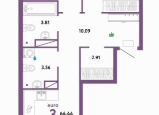 2-ком. квартира на продажу, 64.4 м2, Тюмень, ЖК Колумб