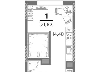 Продаю 1-комнатную квартиру, 21.6 м2, Рязань