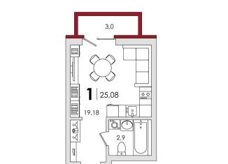 Продам квартиру студию, 25.1 м2, деревня Батино, ЖК Есенинские Поля, улица Сергея Есенина, 14