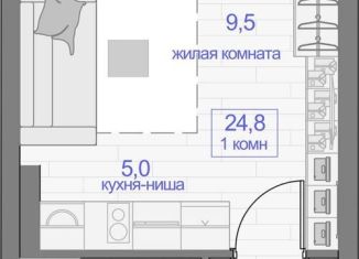 Продается однокомнатная квартира, 24.8 м2, Красноярск, улица Кутузова, 1