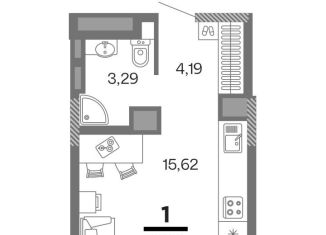 Продается 1-комнатная квартира, 23.1 м2, Рязань