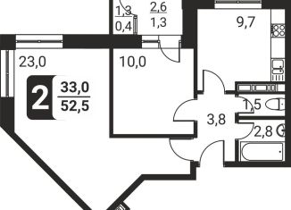 Продажа 2-ком. квартиры, 52.5 м2, посёлок Развилка, жилой комплекс Три Квартала, к12, ЖК Три Квартала