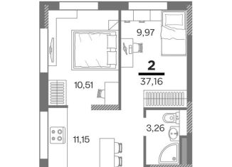 Продам двухкомнатную квартиру, 37.2 м2, Рязань