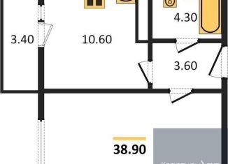 Продаю 1-ком. квартиру, 38.9 м2, хутор Ветряк, Выборская улица, 14