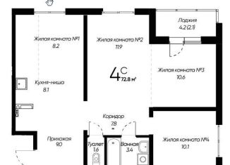 Продам четырехкомнатную квартиру, 72.8 м2, Новосибирск, улица Красный Факел, 39, Первомайский район