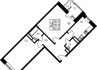 Продажа 2-ком. квартиры, 60.6 м2, посёлок Развилка, жилой комплекс Три Квартала, к11, ЖК Три Квартала