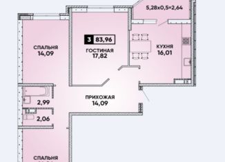 Трехкомнатная квартира на продажу, 86 м2, Краснодар, микрорайон Губернский, улица им. Героя Яцкова И.В., 19к1