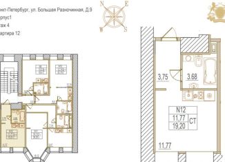 Продаю квартиру студию, 19.2 м2, Санкт-Петербург, Большая Разночинная улица, 9, Большая Разночинная улица