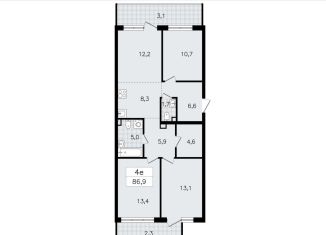 Продам 4-комнатную квартиру, 86.9 м2, Всеволожск