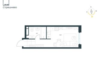 Квартира на продажу студия, 23.5 м2, Москва, ЖК Левел Стрешнево, Волоколамское шоссе, 81/2с3