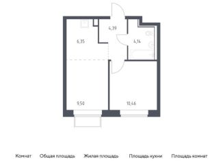 Продажа двухкомнатной квартиры, 34.8 м2, посёлок Мирный, жилой комплекс Томилино Парк, к6.1