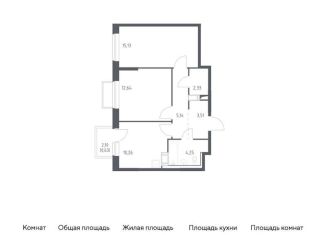 Продаю двухкомнатную квартиру, 53.9 м2, посёлок Мирный, жилой комплекс Томилино Парк, к6.2