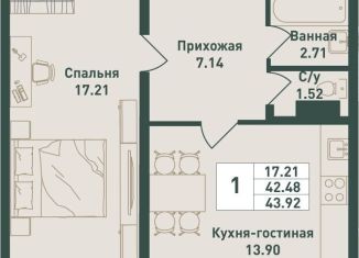 Продам 1-комнатную квартиру, 43.9 м2, городской посёлок имени Свердлова