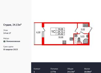 Продам квартиру студию, 24.1 м2, Санкт-Петербург, ЖК Стрижи в Невском 2, Фарфоровская улица, 7к2