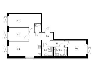 Продажа трехкомнатной квартиры, 75 м2, рабочий посёлок Боброво, Лесная улица, 12