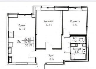 Продается двухкомнатная квартира, 52.9 м2, Санкт-Петербург, Ивинская улица, 15, муниципальный округ Лахта-Ольгино