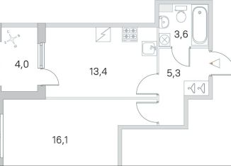 Продаю 1-комнатную квартиру, 40.4 м2, посёлок Шушары