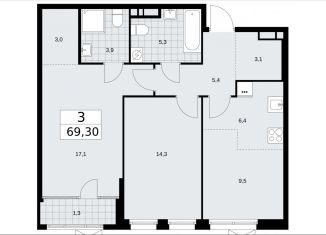 Продам трехкомнатную квартиру, 69.3 м2, Москва, район Сокол, улица Зорге, 25с2