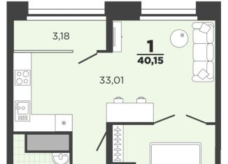 Продается 1-комнатная квартира, 40.2 м2, Рязань