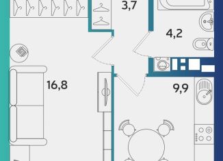 Продаю 1-комнатную квартиру, 34.9 м2, Альметьевск, Объездная улица, А4-1