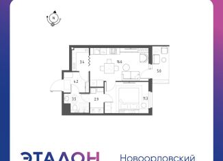 1-комнатная квартира на продажу, 43.4 м2, Санкт-Петербург, ЖК Новоорловский