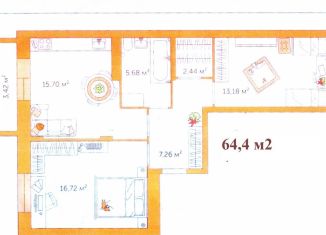Продам двухкомнатную квартиру, 64.4 м2, посёлок Петровский, Петровская улица, 3