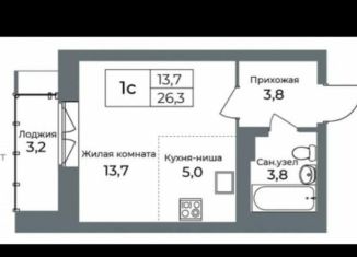 Продам квартиру студию, 26 м2, Новосибирск, Тульская улица, 76, метро Студенческая