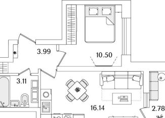 Продам 1-комнатную квартиру, 35.1 м2, Санкт-Петербург, метро Лесная