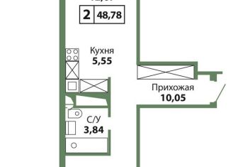 Продается двухкомнатная квартира, 48.8 м2, Оренбург, Северный проезд, 23, Дзержинский район