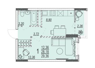 Продаю 1-ком. квартиру, 29.4 м2, Волгоградская область