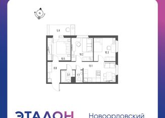 Продается 3-комнатная квартира, 59.5 м2, Санкт-Петербург, ЖК Новоорловский