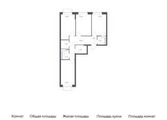 Продам 3-комнатную квартиру, 77.8 м2, Московская область, жилой комплекс Томилино Парк, к6.1